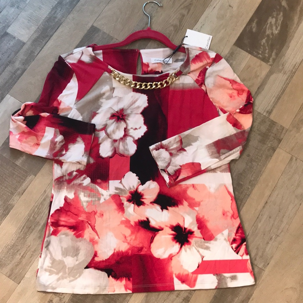 NWT- CALVIN KLEIN- Floral Top- Medium